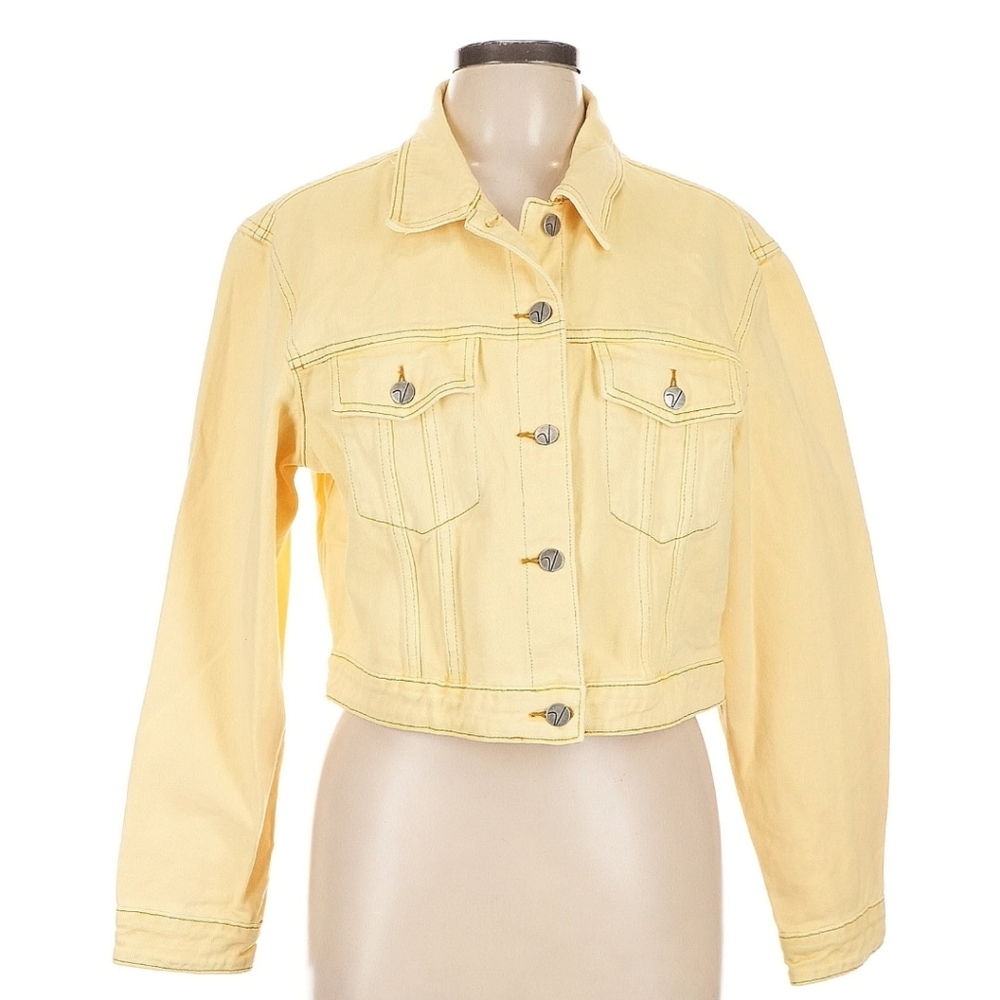Vigoss Light Yellow Jean Trucker Jacket Cotton Denim Size L
